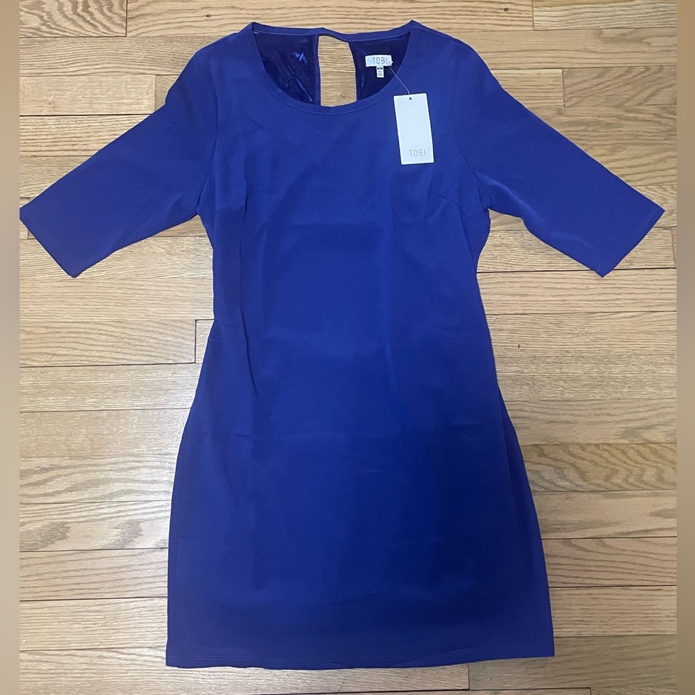 NWT - TOBI Cobalt Blue Open Back Shift Mini Party Summer Dress / Size M